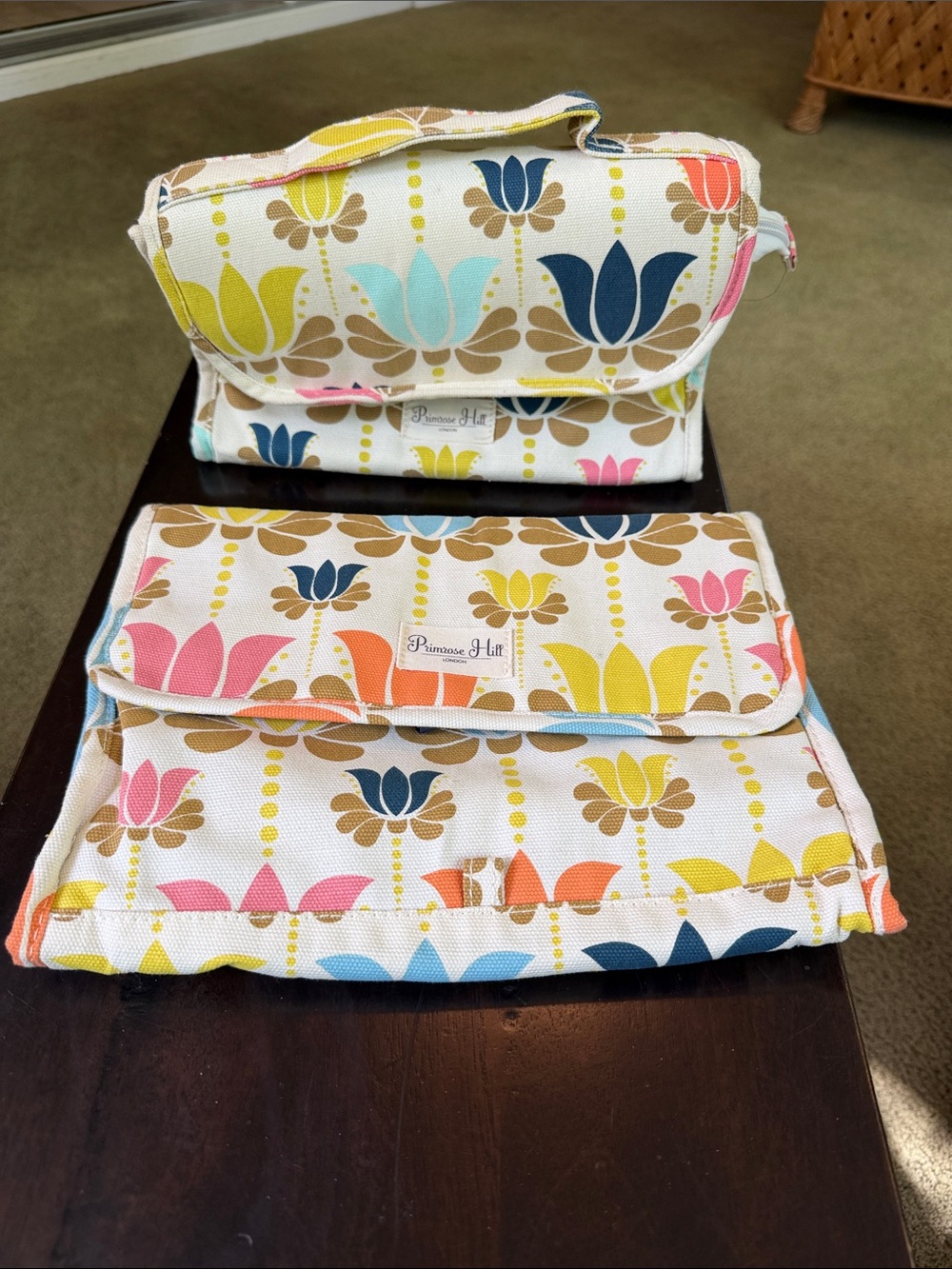 Primrose Hill Multicolor Floral Cosmetic Bag Set - Cream